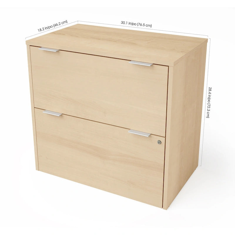2-Drawer Lateral File Cabinet with Lock and Melamine Finish