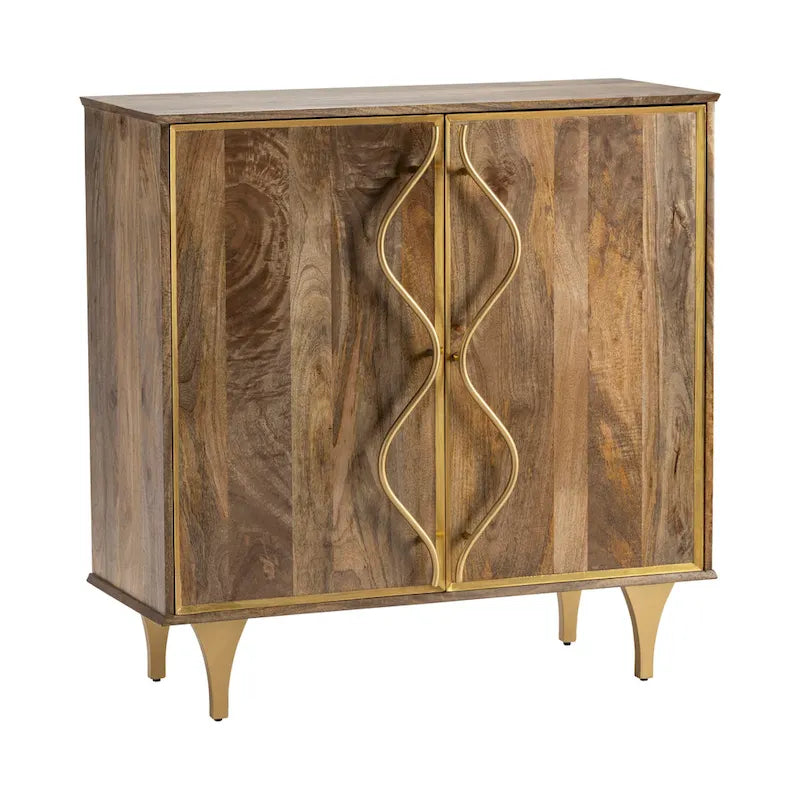 2 Door Mango Wood Storage Cabinet 40 x 16 x 40 Walnut