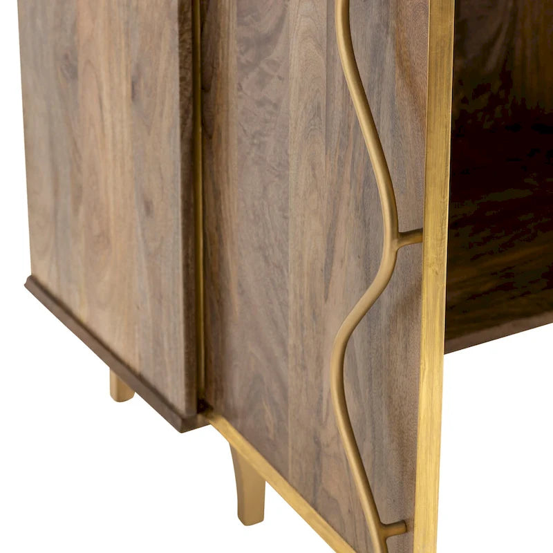 2 Door Mango Wood Storage Cabinet 40 x 16 x 40 Walnut