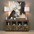 4-Door Reclaimed Railroad Tie Wood with Clear Glass Sideboard