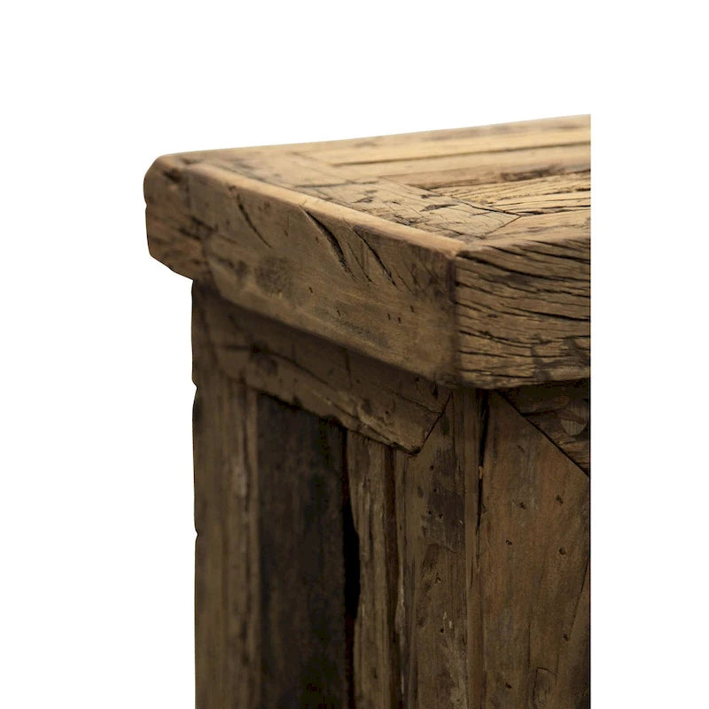 4-Door Reclaimed Railroad Tie Wood with Clear Glass Sideboard