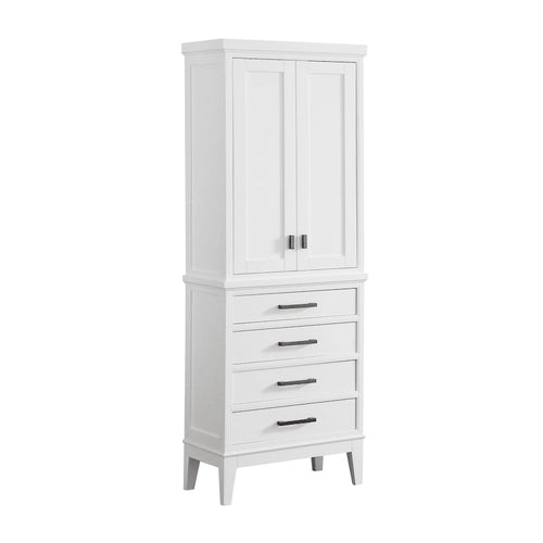24-inch Linen Tower in White with Soft-Close Drawers and Cabinet