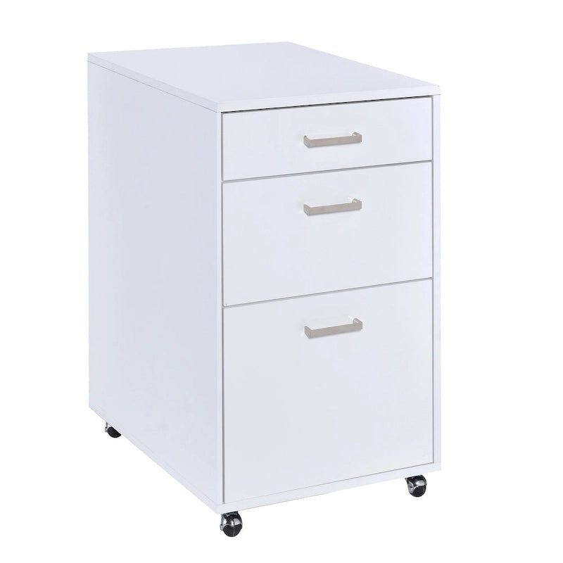 White High Gloss 3-Drawer File Cabinet Modern Home Office Storage