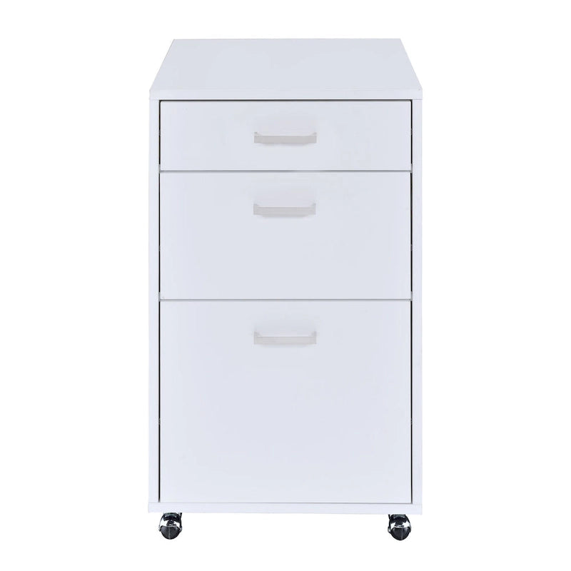White High Gloss 3-Drawer File Cabinet Modern Home Office Storage