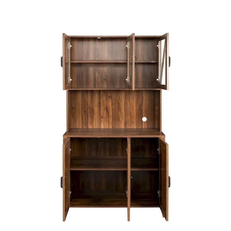 Pantry Storage Cabinet with Glass Doors