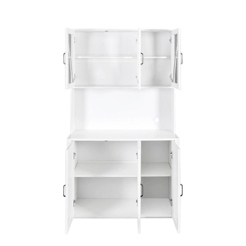 Pantry Storage Cabinet with Glass Doors