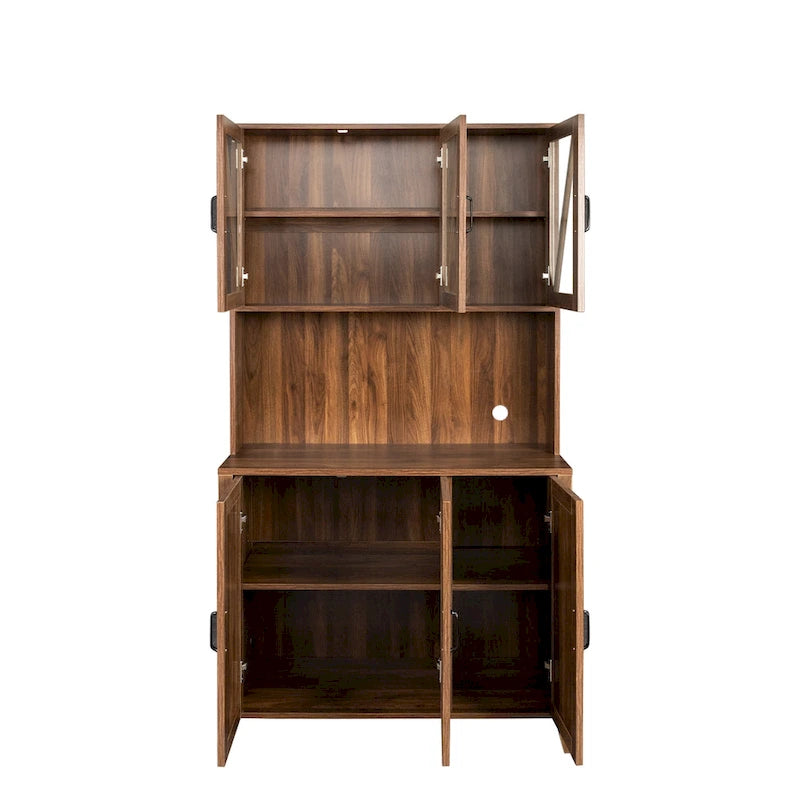 Pantry Storage Cabinet with Glass Doors