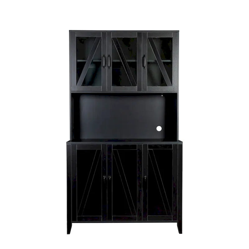 Pantry Storage Cabinet with Glass Doors