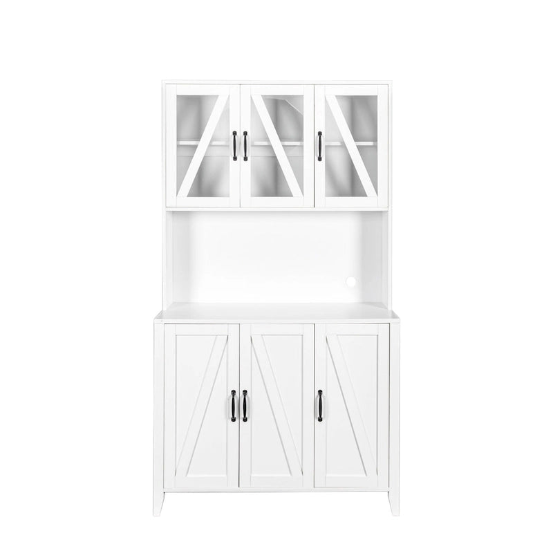 Pantry Storage Cabinet with Glass Doors