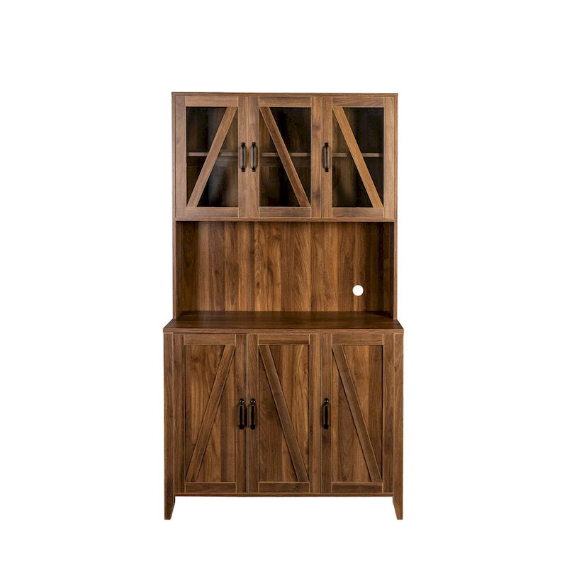 Pantry Storage Cabinet with Glass Doors
