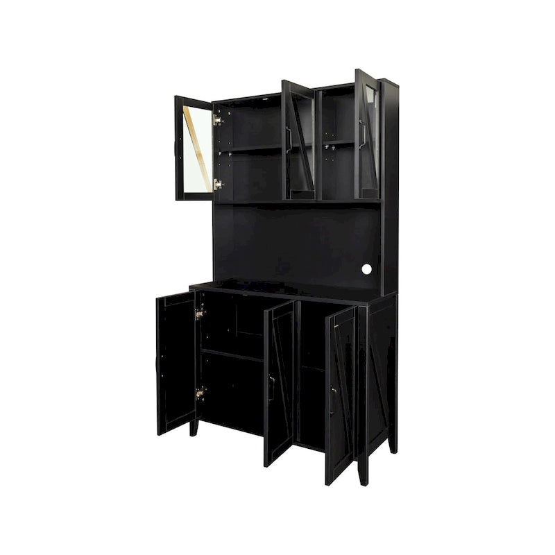 Pantry Storage Cabinet with Glass Doors