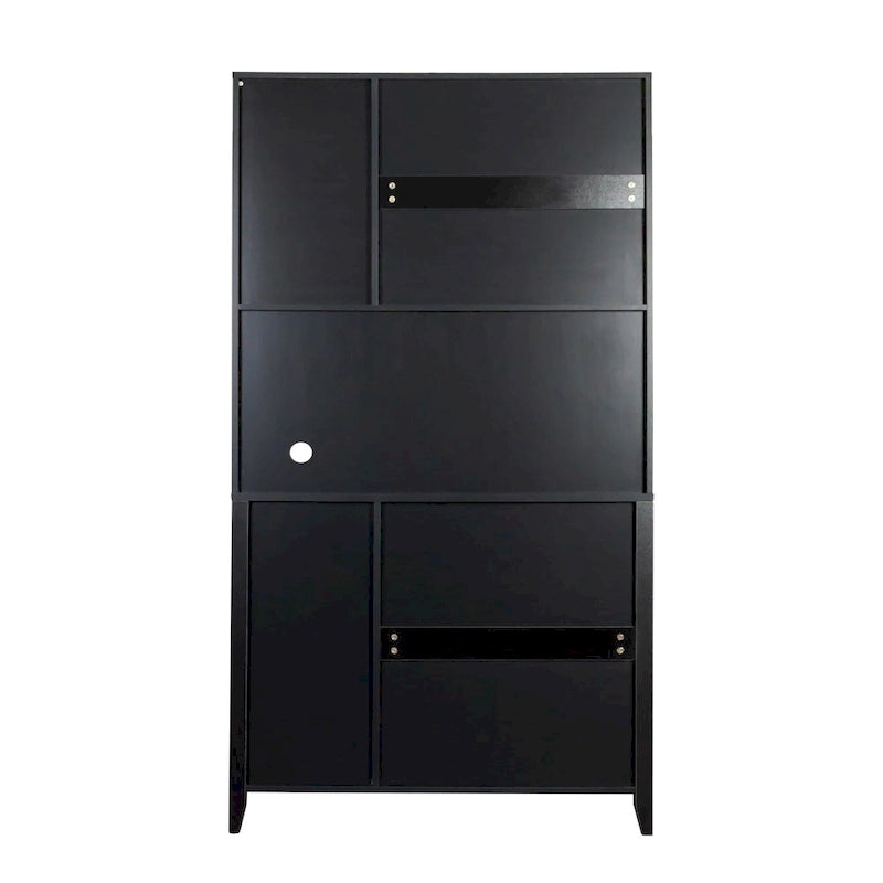 Pantry Storage Cabinet with Glass Doors
