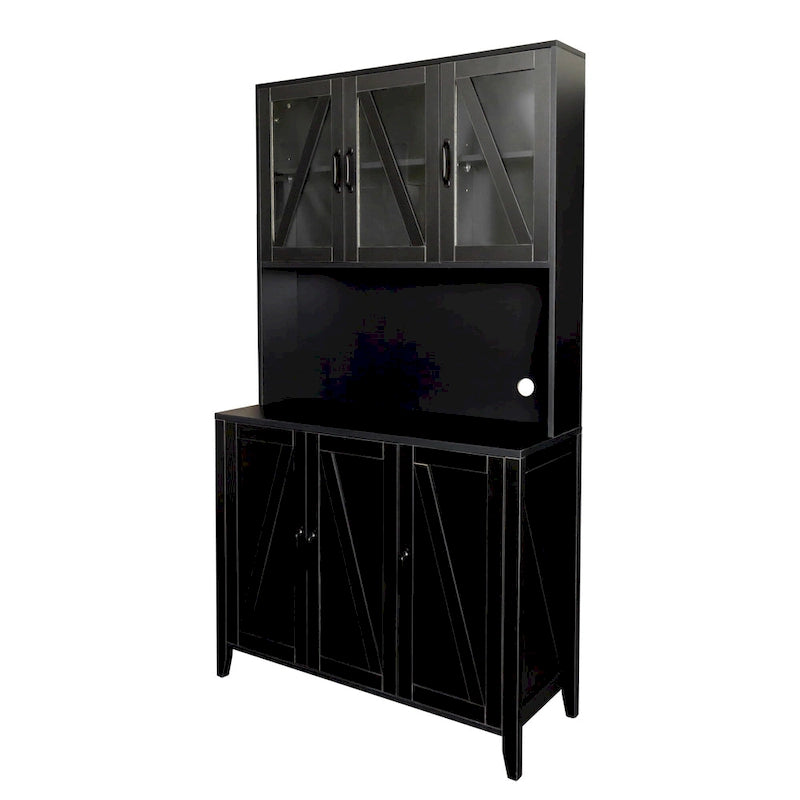 Pantry Storage Cabinet with Glass Doors