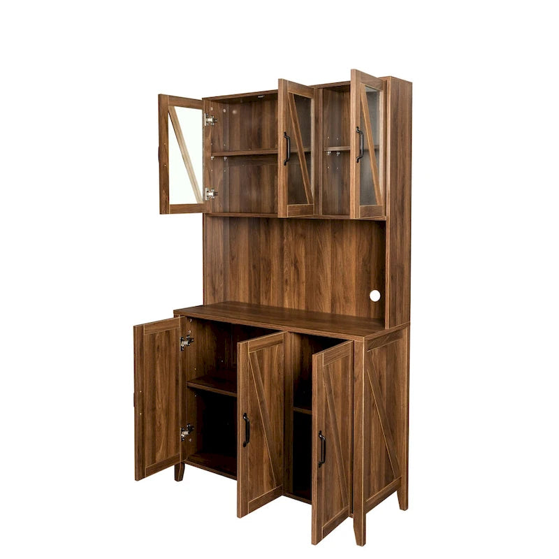 Pantry Storage Cabinet with Glass Doors