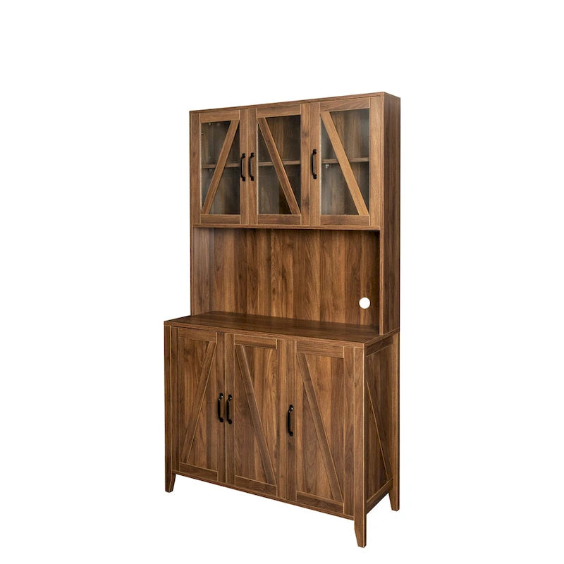 Pantry Storage Cabinet with Glass Doors