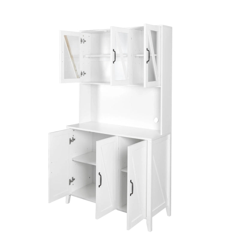 Pantry Storage Cabinet with Glass Doors