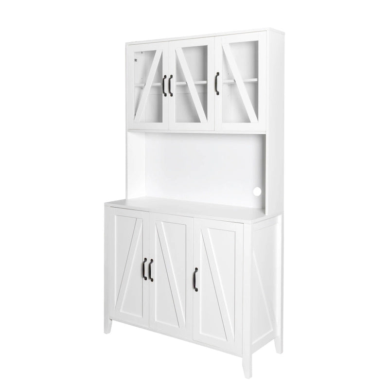 Pantry Storage Cabinet with Glass Doors