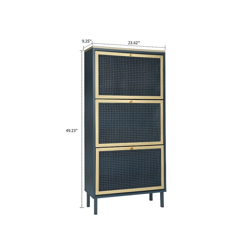 Classic Vintage Storage Shoe Cabinet with 3 Flip Drawers