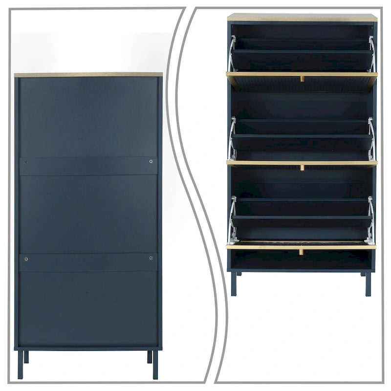 Classic Vintage Storage Shoe Cabinet with 3 Flip Drawers