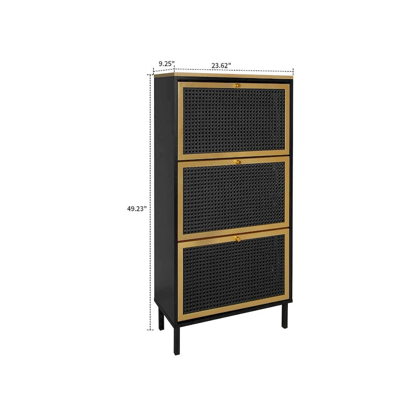 Classic Vintage Storage Shoe Cabinet with 3 Flip Drawers