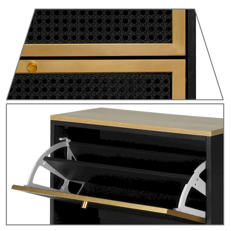 Classic Vintage Storage Shoe Cabinet with 3 Flip Drawers