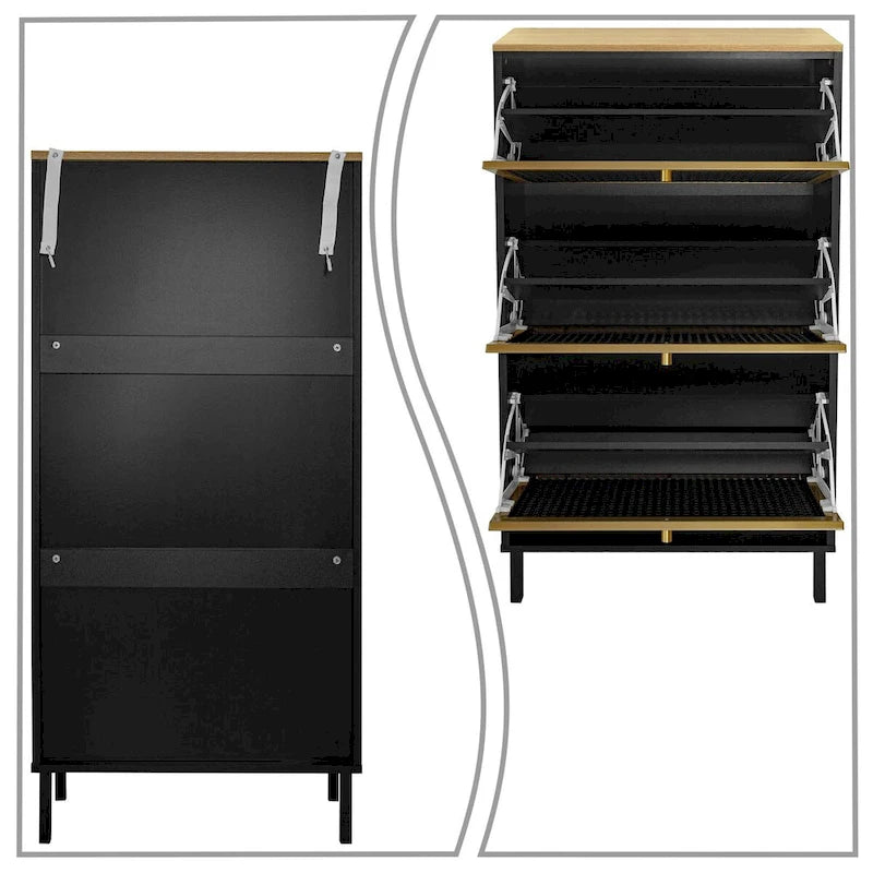 Classic Vintage Storage Shoe Cabinet with 3 Flip Drawers