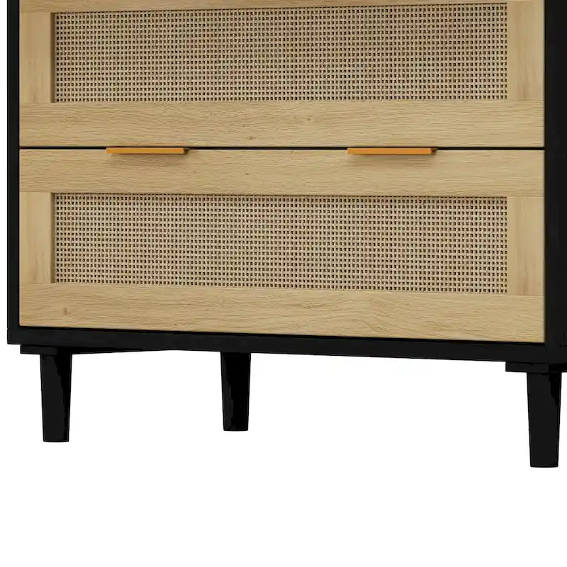 3-Drawer Rattan Storage Cabinet for Bedroom Living Room and Hallway