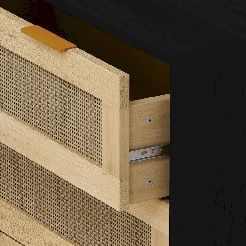 3-Drawer Rattan Storage Cabinet for Bedroom Living Room and Hallway