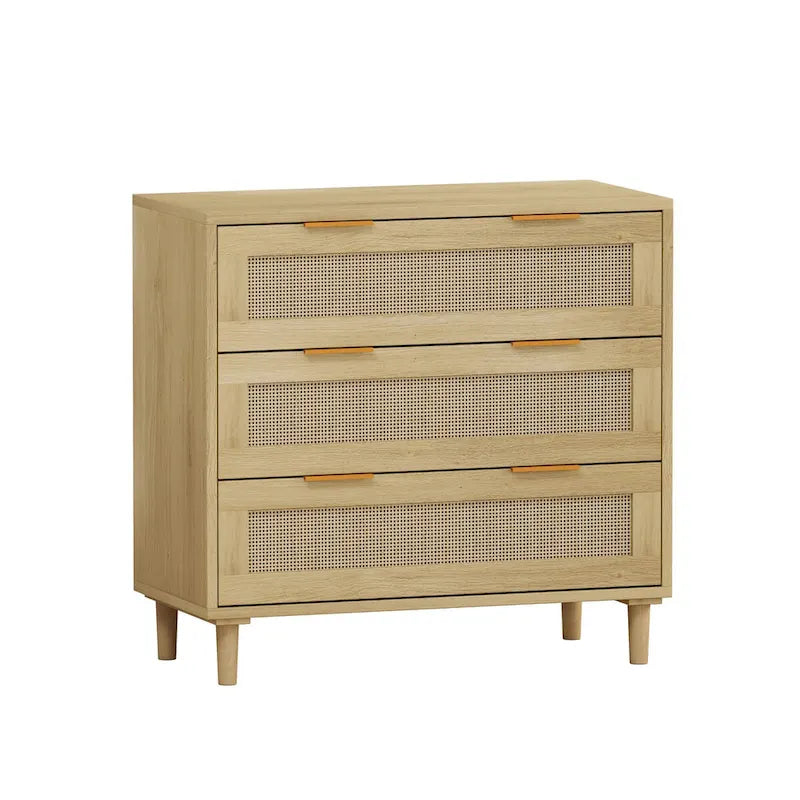 3-Drawer Rattan Storage Cabinet for Bedroom Living Room and Hallway