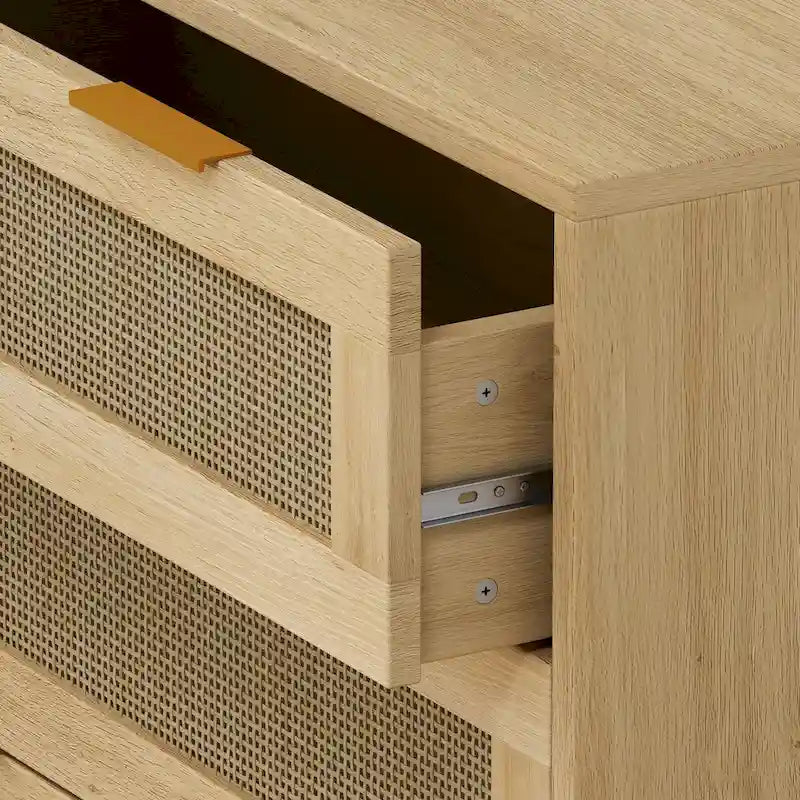 3-Drawer Rattan Storage Cabinet for Bedroom Living Room and Hallway