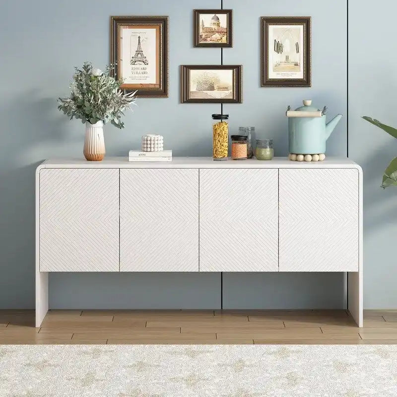 60L Large Storage Space 4-Door Sideboard with Adjustable Shelves