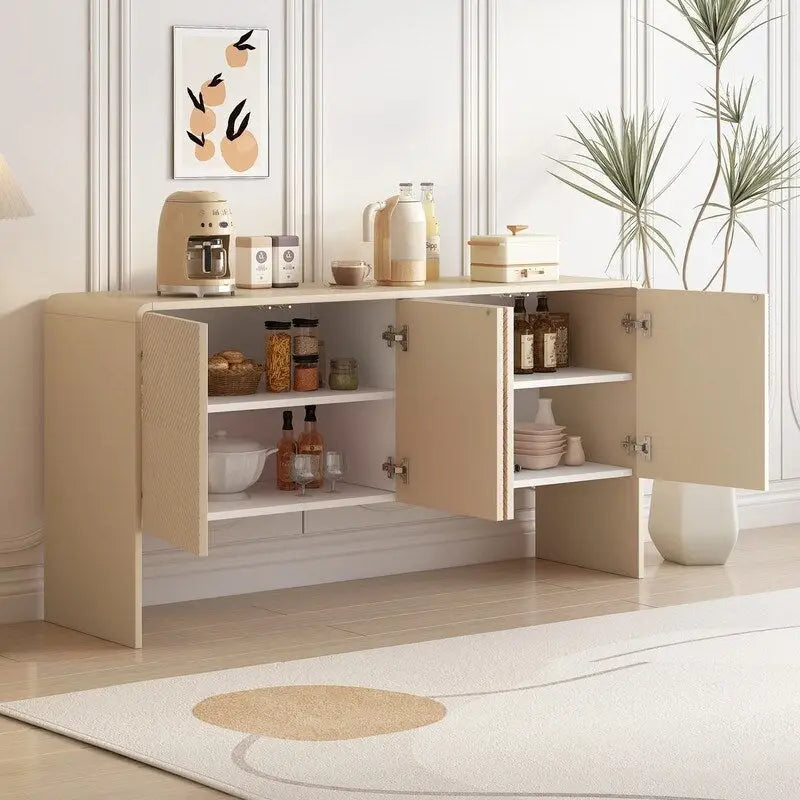 60L Large Storage Space 4-Door Sideboard with Adjustable Shelves