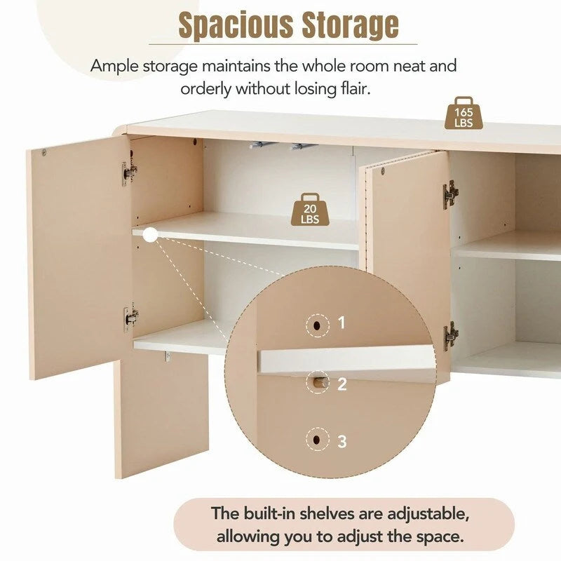 60L Large Storage Space 4-Door Sideboard with Adjustable Shelves