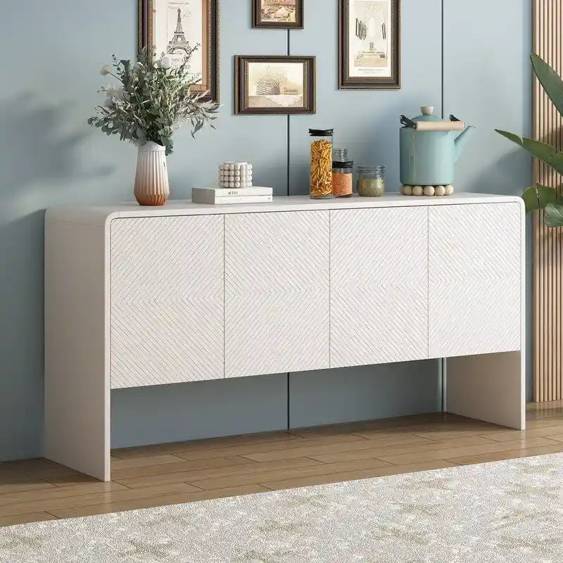 60L Large Storage Space 4-Door Sideboard with Adjustable Shelves