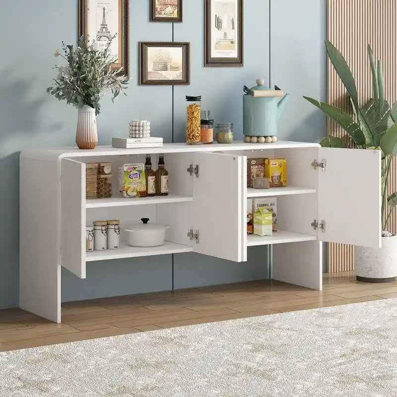 60L Large Storage Space 4-Door Sideboard with Adjustable Shelves