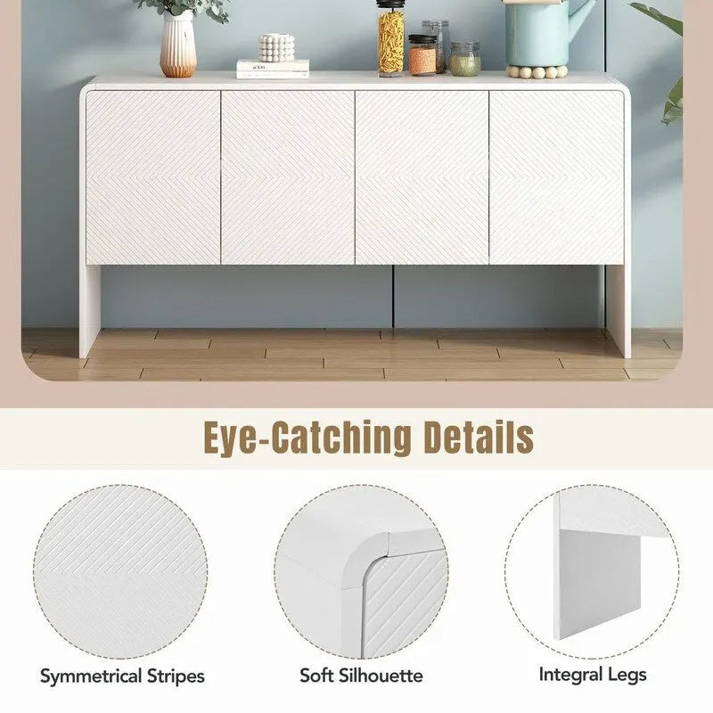 60L Large Storage Space 4-Door Sideboard with Adjustable Shelves