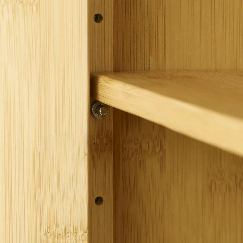 Wall Mounted Bamboo Storage Cabinet with Double Doors and 3 Shelves