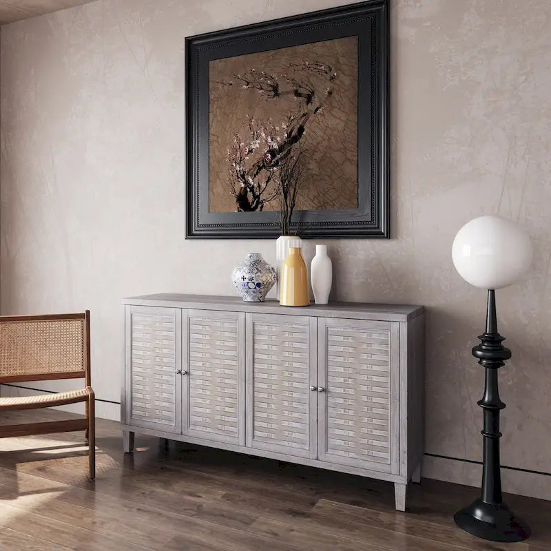 Accent Cabinet 4 Door Wooden Cabinet Sideboard Buffet Server Cabinet