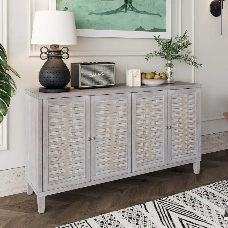 Accent Cabinet 4 Door Wooden Cabinet Sideboard Buffet Server Cabinet