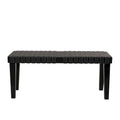 Wood Woven Faux Leather Bench in Black or Brown, 44.6 Inch
