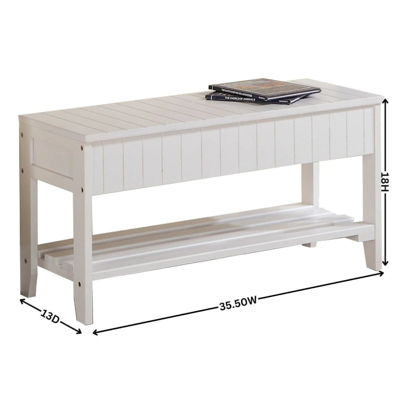 Entryway Solid Wood Shoe Bench with Lower Storage Compartment