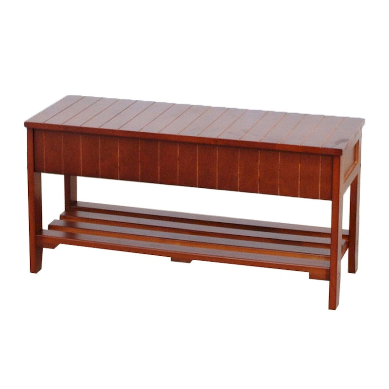 Entryway Solid Wood Shoe Bench with Lower Storage Compartment