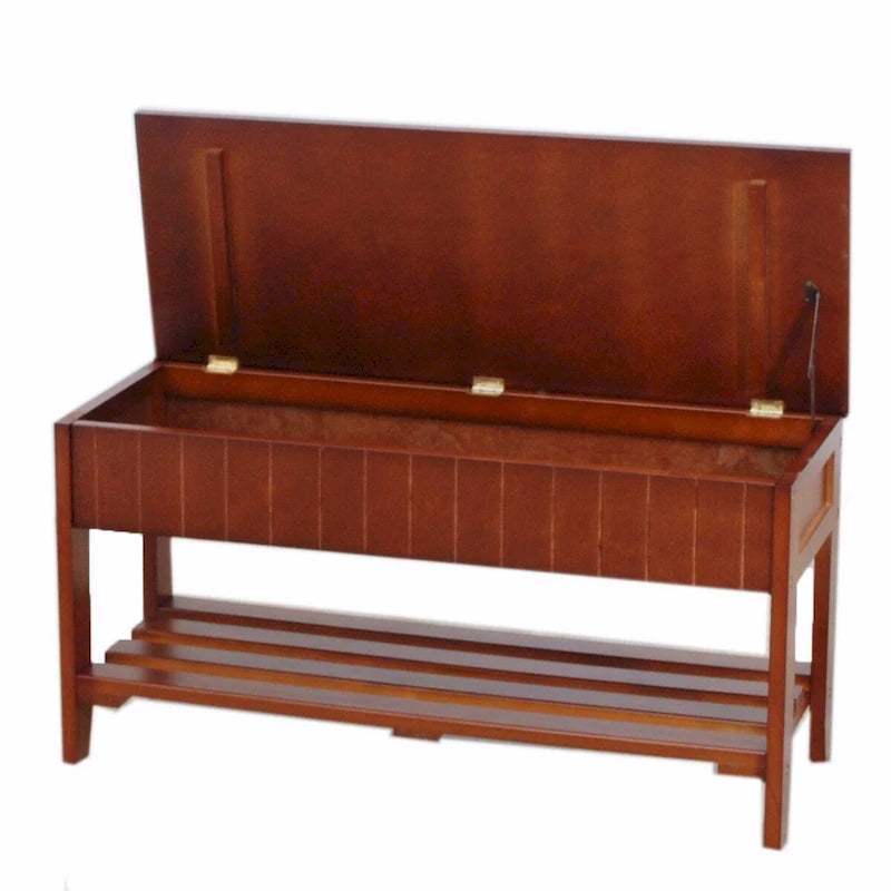 Entryway Solid Wood Shoe Bench with Lower Storage Compartment