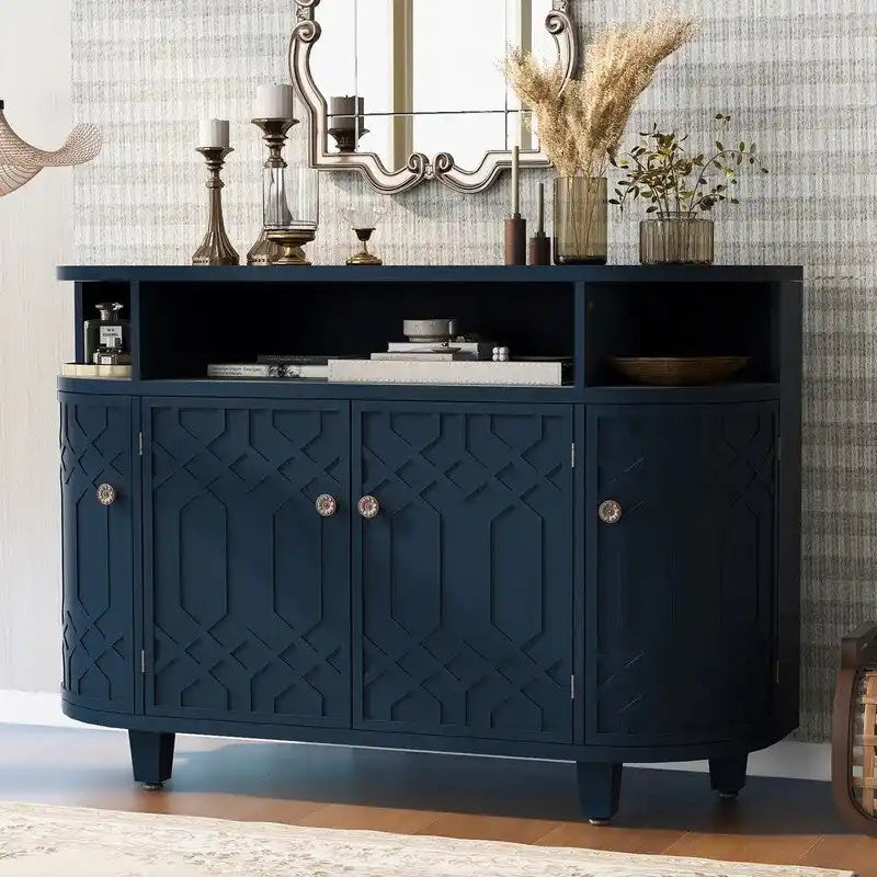 48W Storage Cabinet with Four Doors and Adjustable Shelves