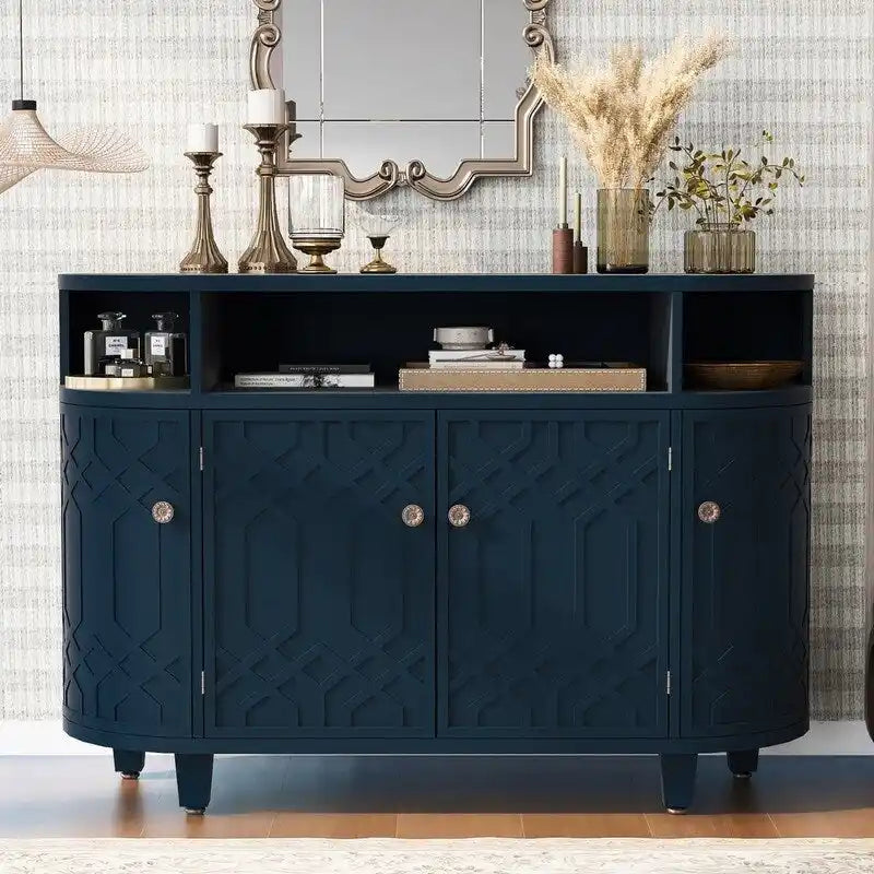 48W Storage Cabinet with Four Doors and Adjustable Shelves