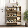 Shoe Cabinet with 3 Flip Drawers Open Shelves Slim Narrow Entryway Hidden Shoe Rack