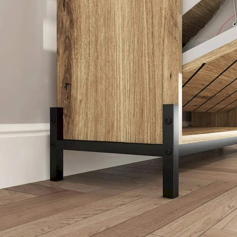 Shoe Cabinet with 3 Flip Drawers Open Shelves Slim Narrow Entryway Hidden Shoe Rack