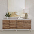 4-Door Reclaimed Elm Wood Sideboard with Push-Open Storage Cabinet 79Wx17Dx34H