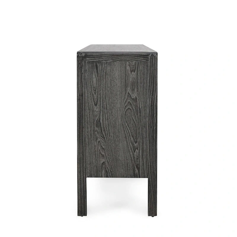 4-Door Reclaimed Elm Wood Sideboard with Push-Open Storage Cabinet 79Wx17Dx34H