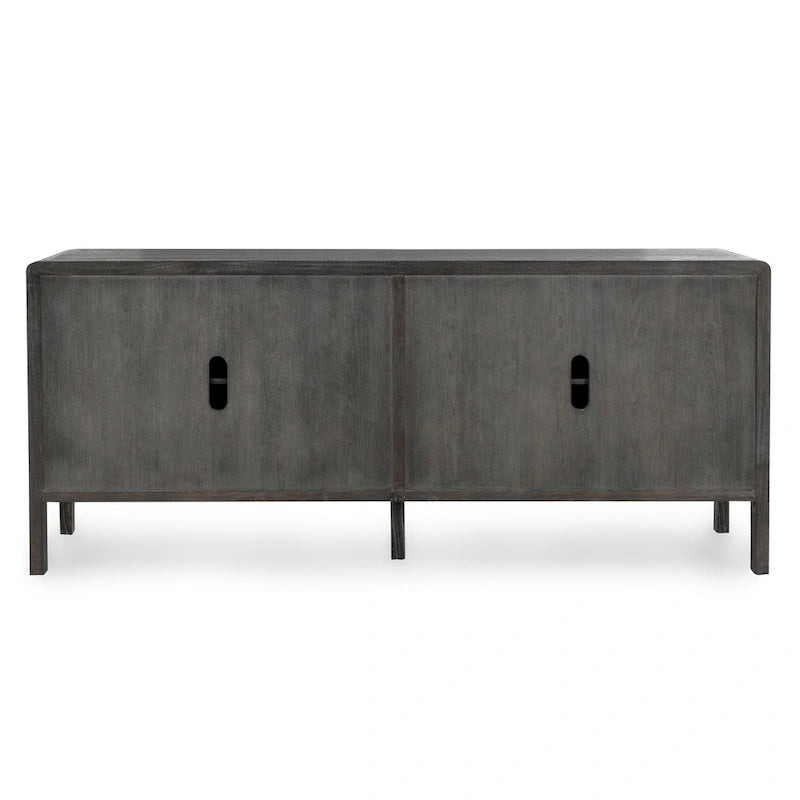 4-Door Reclaimed Elm Wood Sideboard with Push-Open Storage Cabinet 79Wx17Dx34H